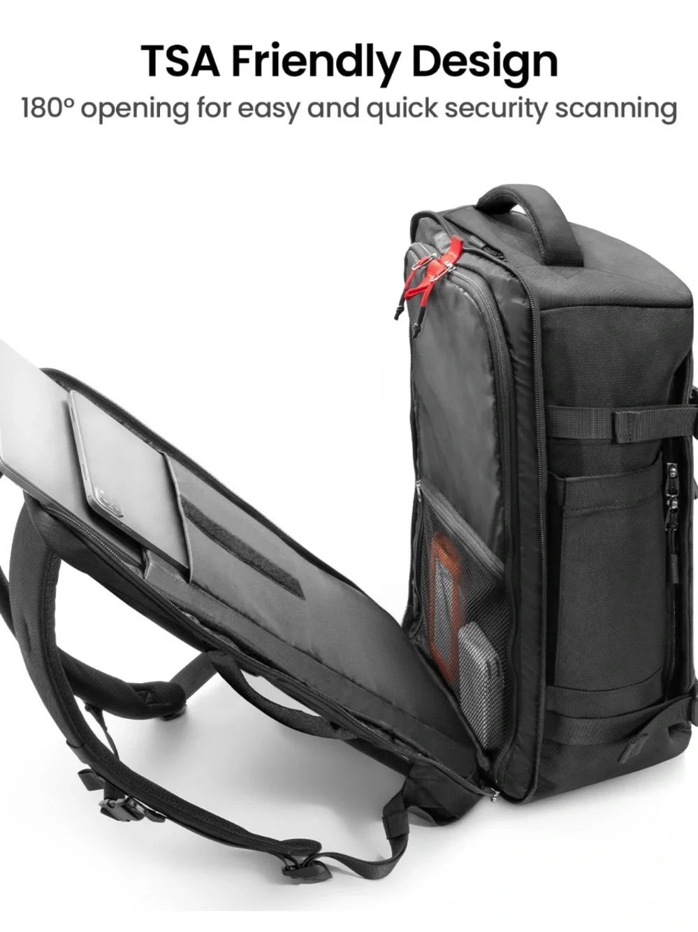 TomTac 40L Travel Backpack for Men — Black